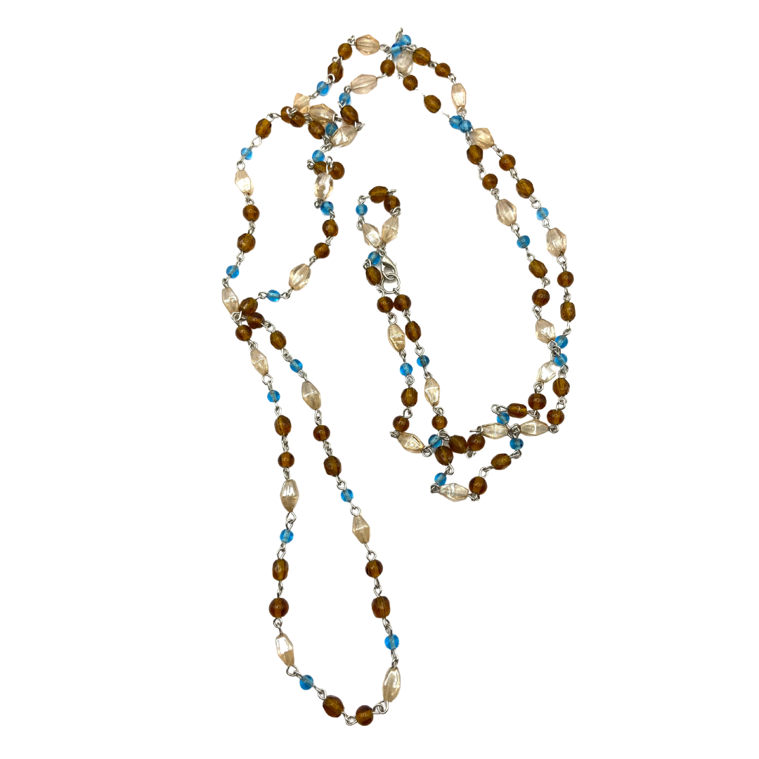 Brown/Beige with Blue Accents Necklace