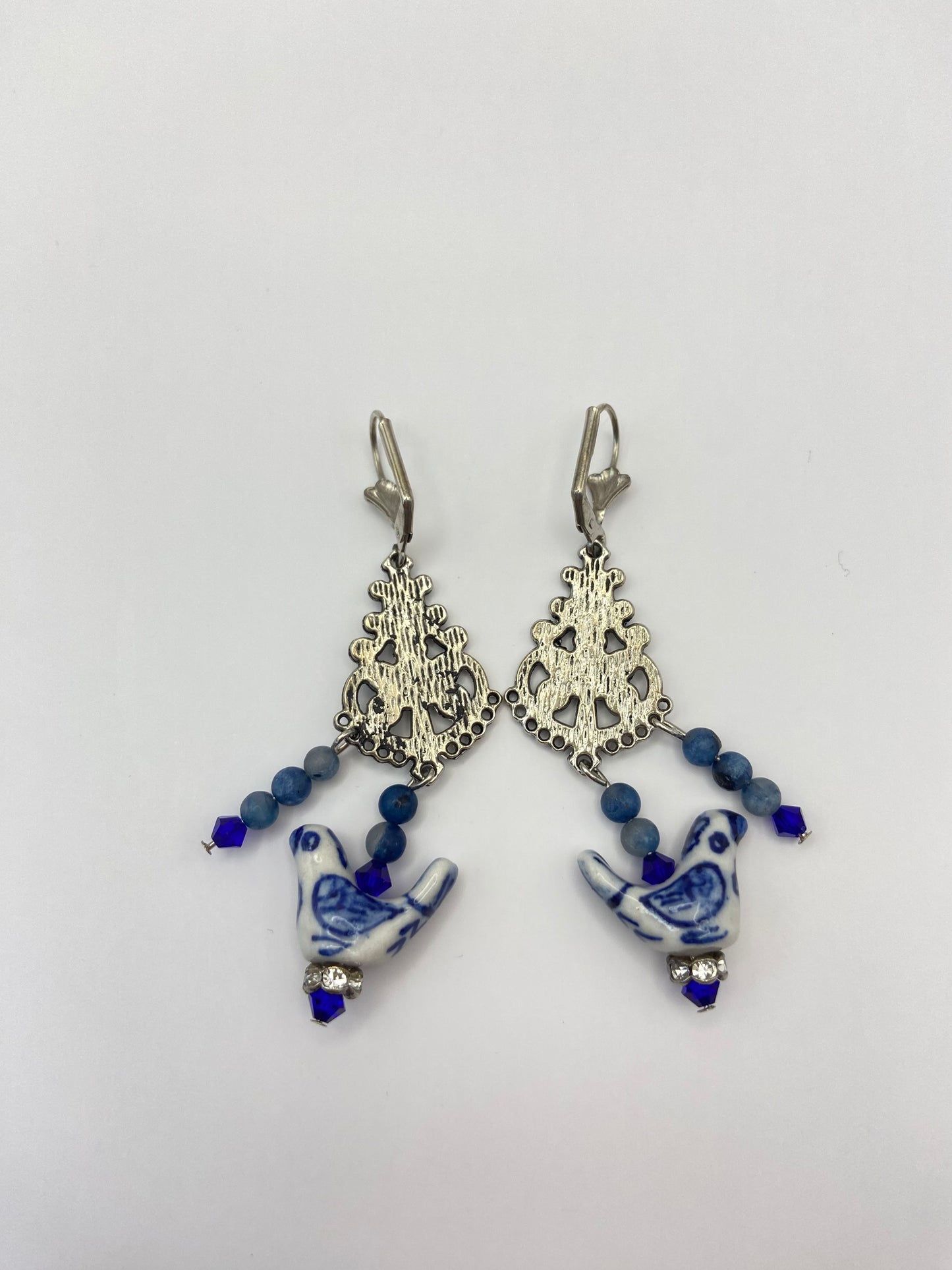 Blue Bird Chandelier Earrings