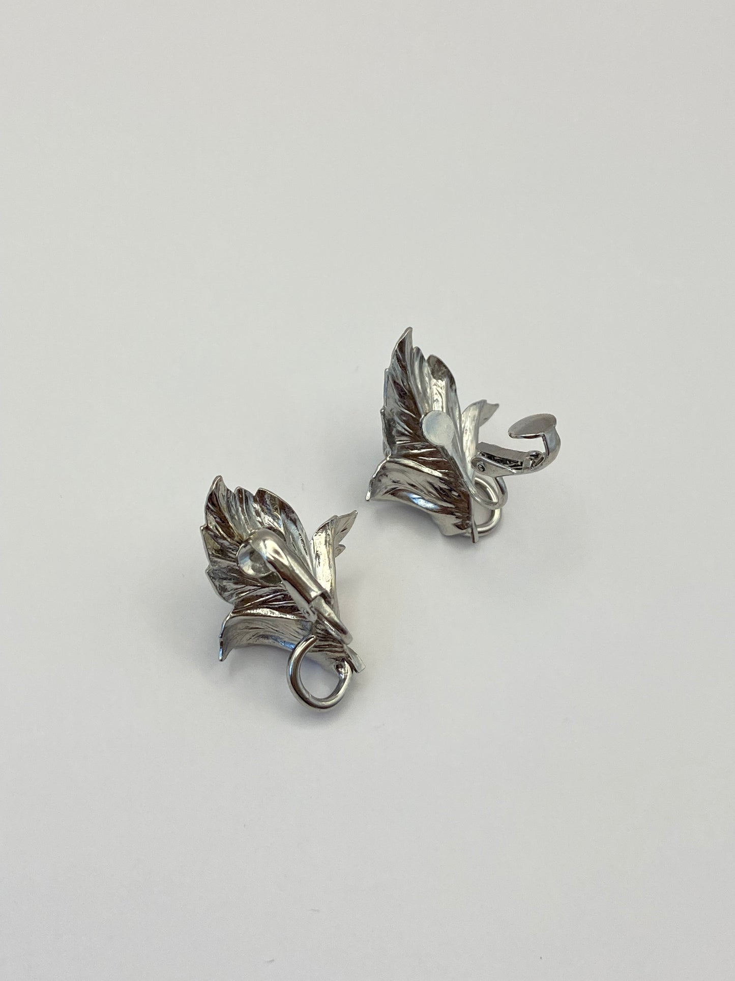 Vintage Silver Tone Flower Earrings