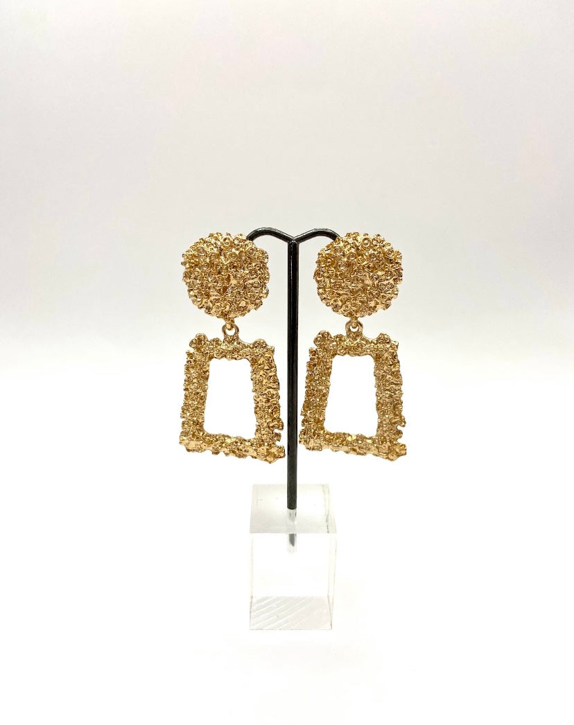 Textured Rectangle Drop Clip Earrings