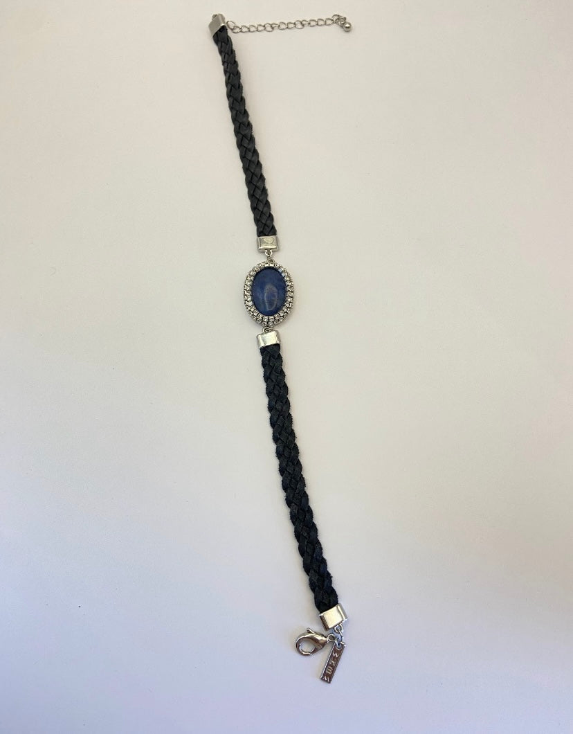 Blue/ Rhinestone Pendant Choker Necklace