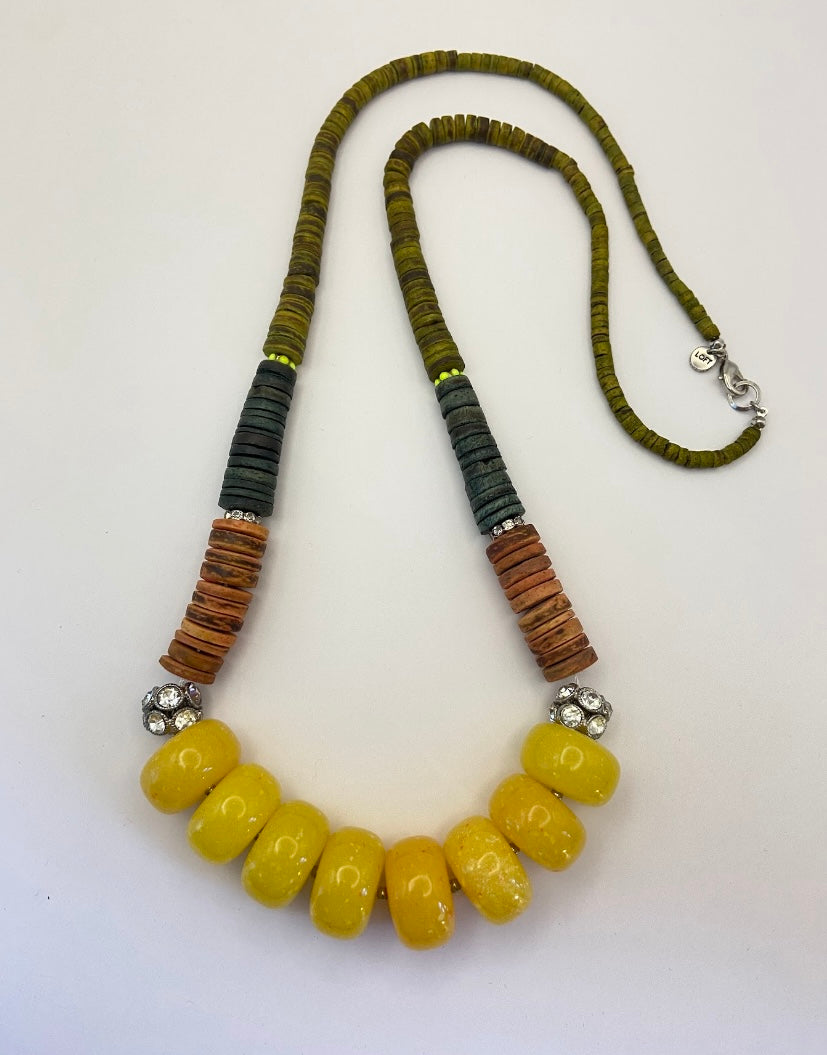 Vintage Boho Yellow Necklace