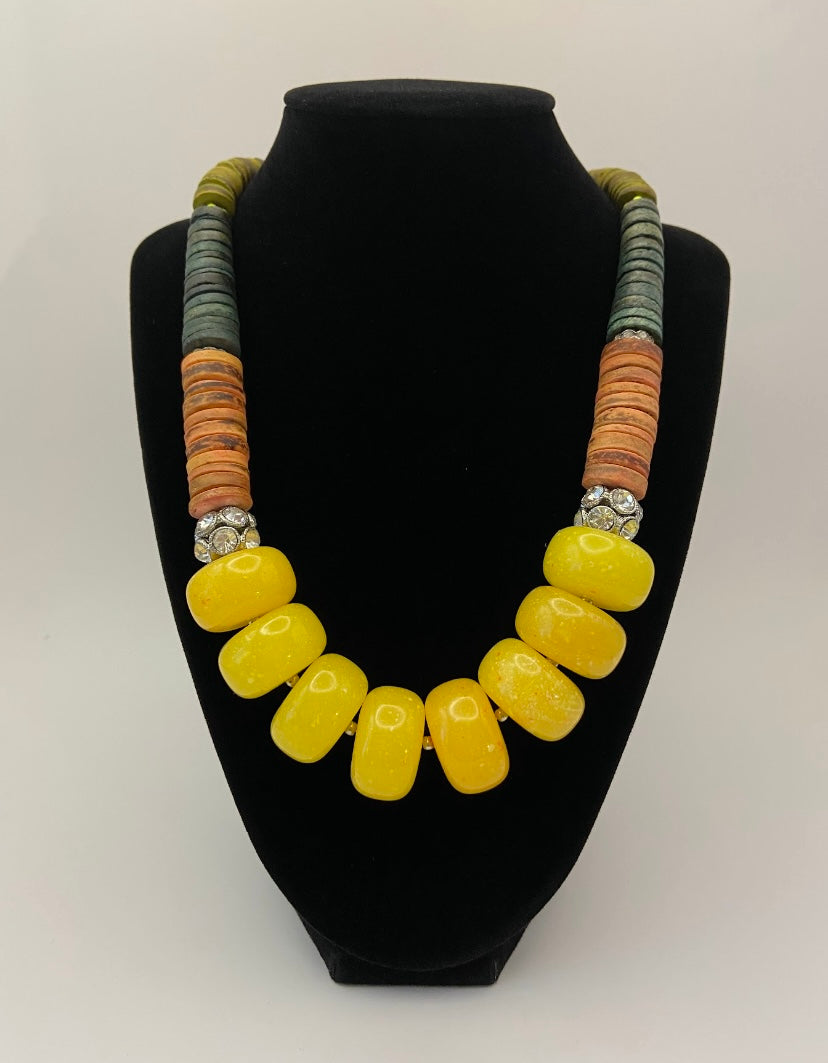 Vintage Boho Yellow Necklace