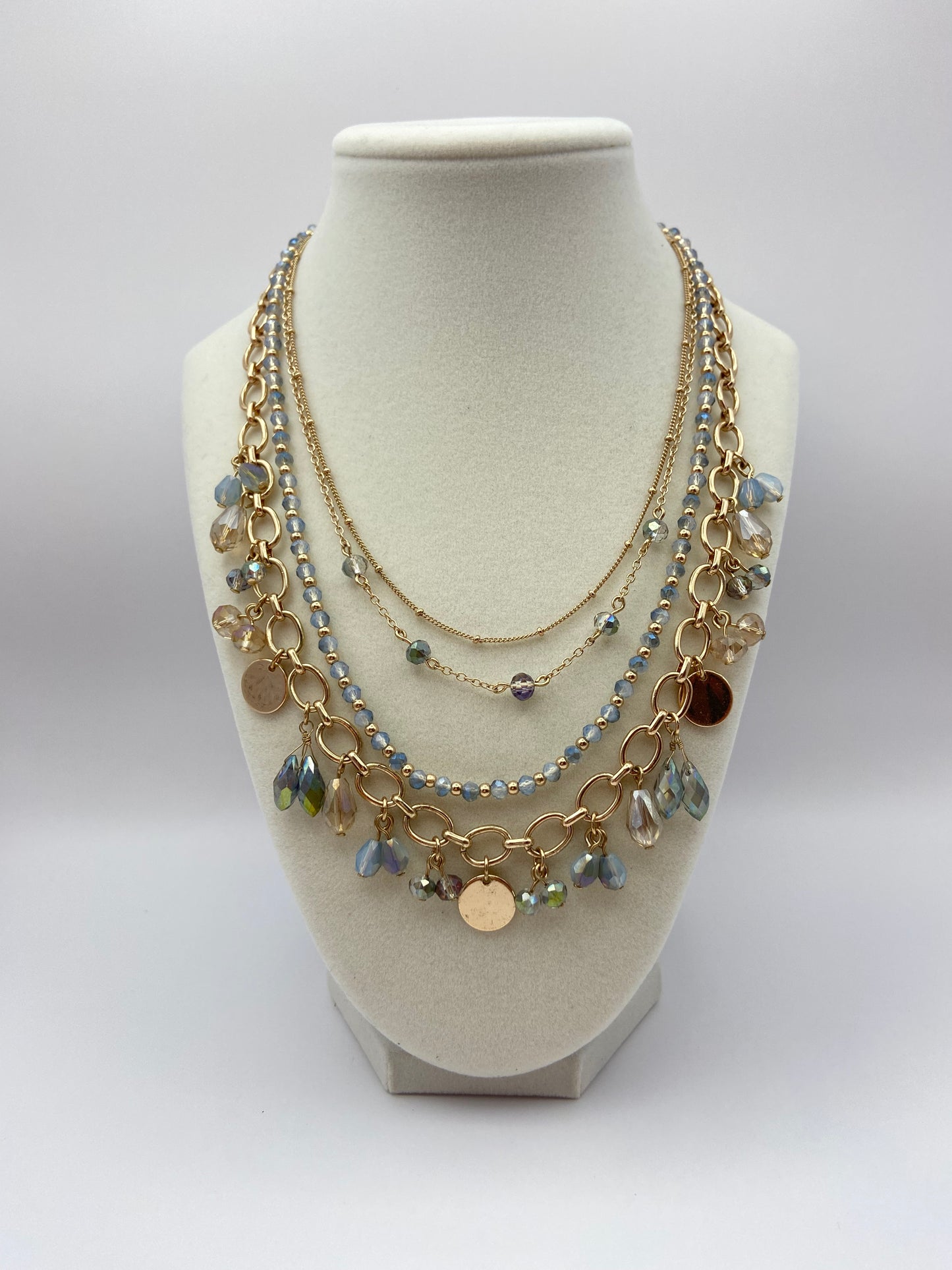 Gold & Blue Cascade Necklace