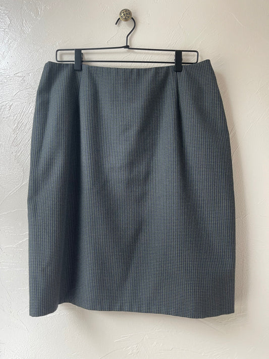 Olive Green and Dark Blue Plaid Skirt