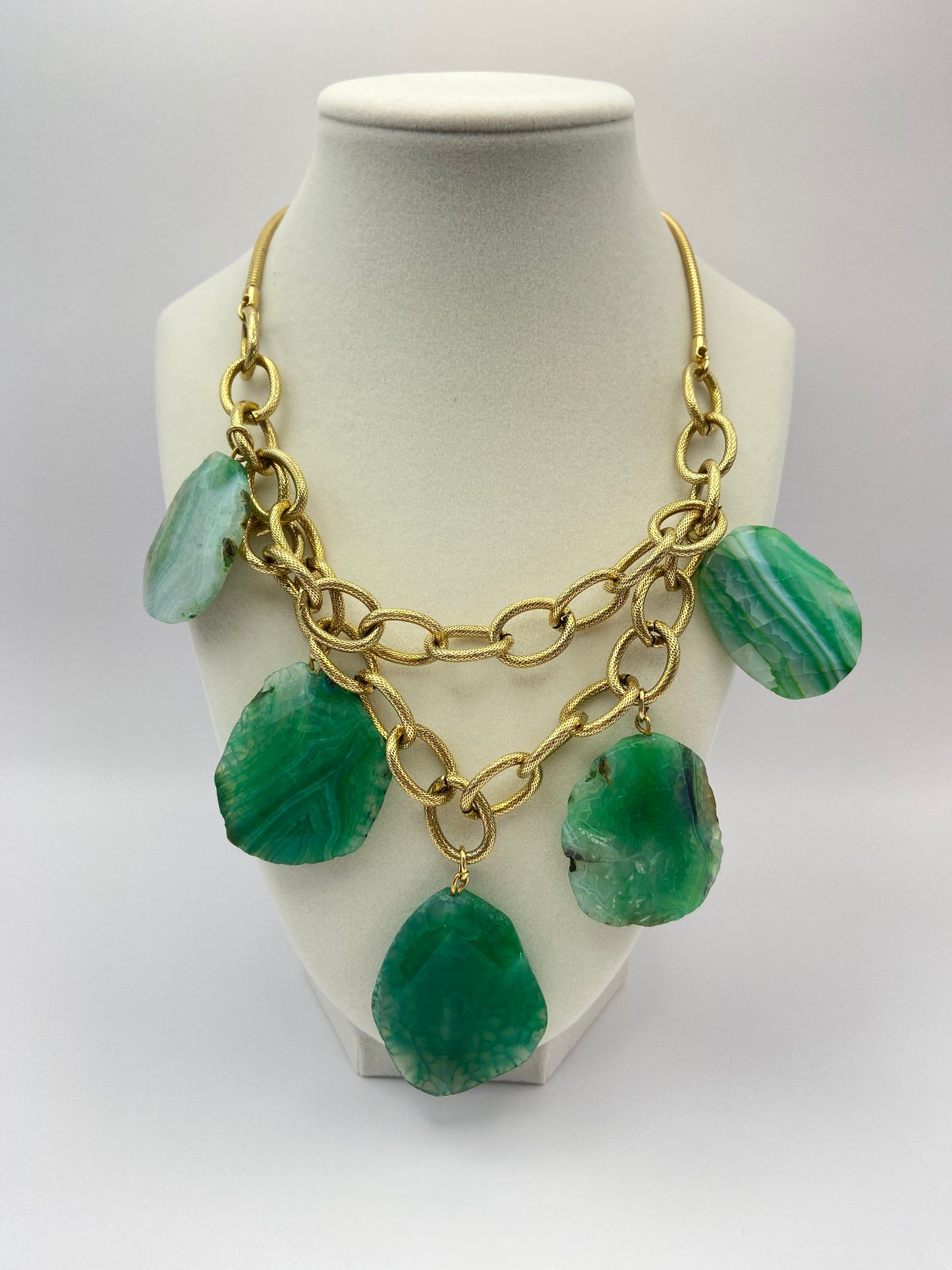 Green & Gold Chain Necklace
