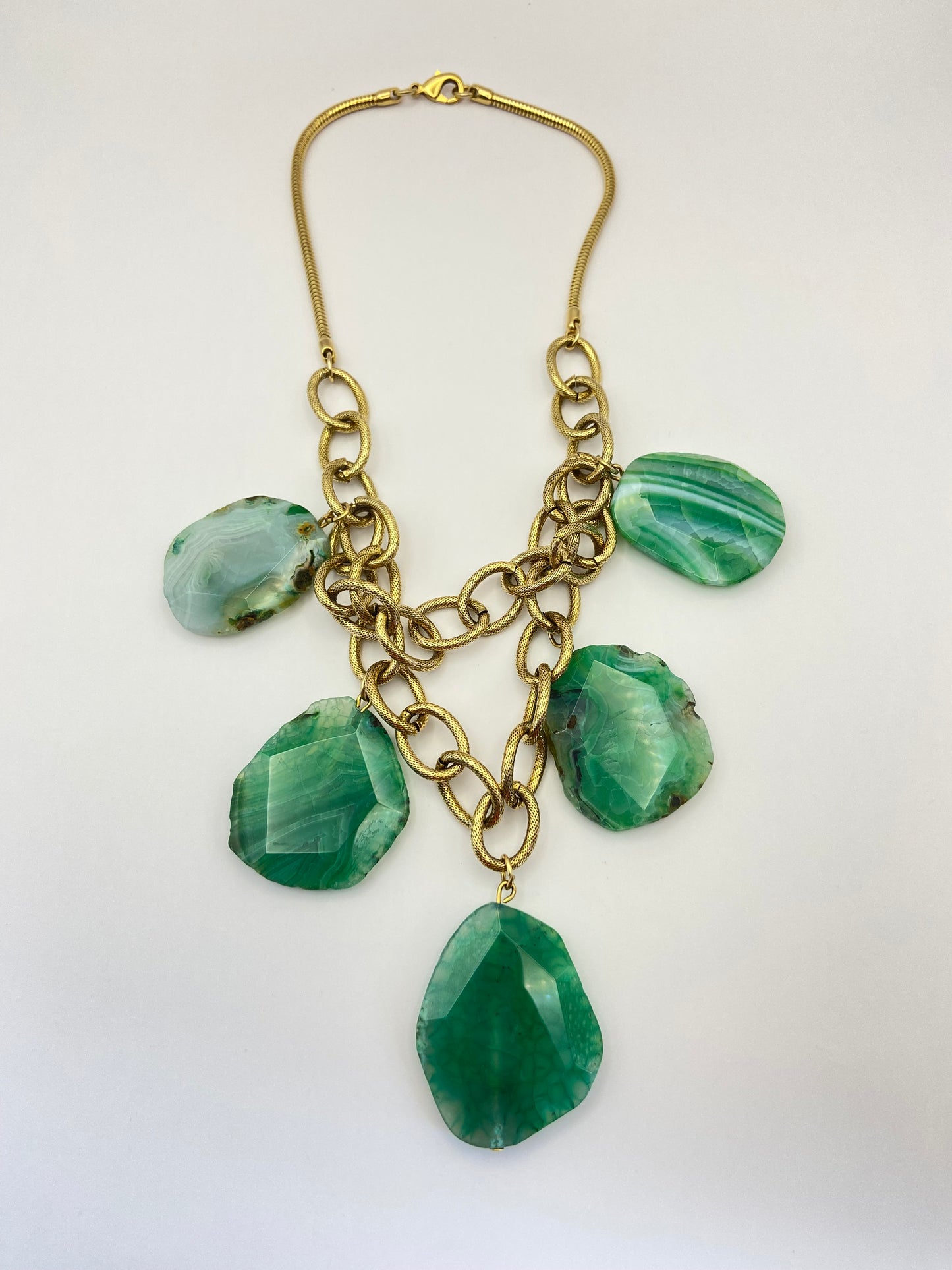 Green & Gold Chain Necklace