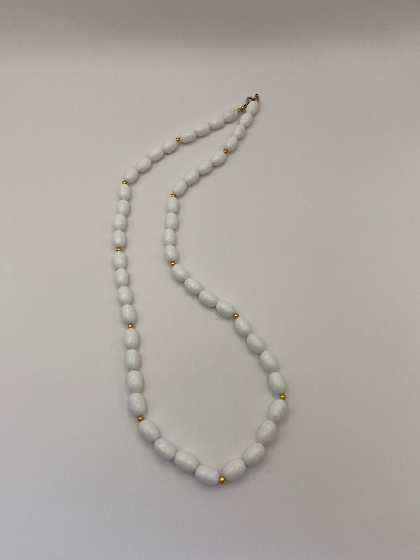 White Bead with Gold Accents Necklace