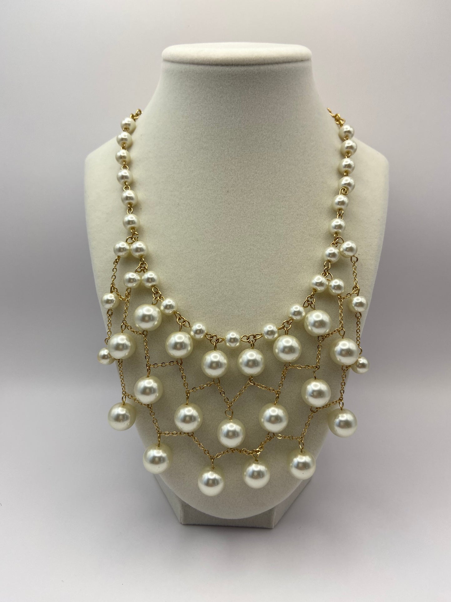 Faux Pearls Cascade Necklace