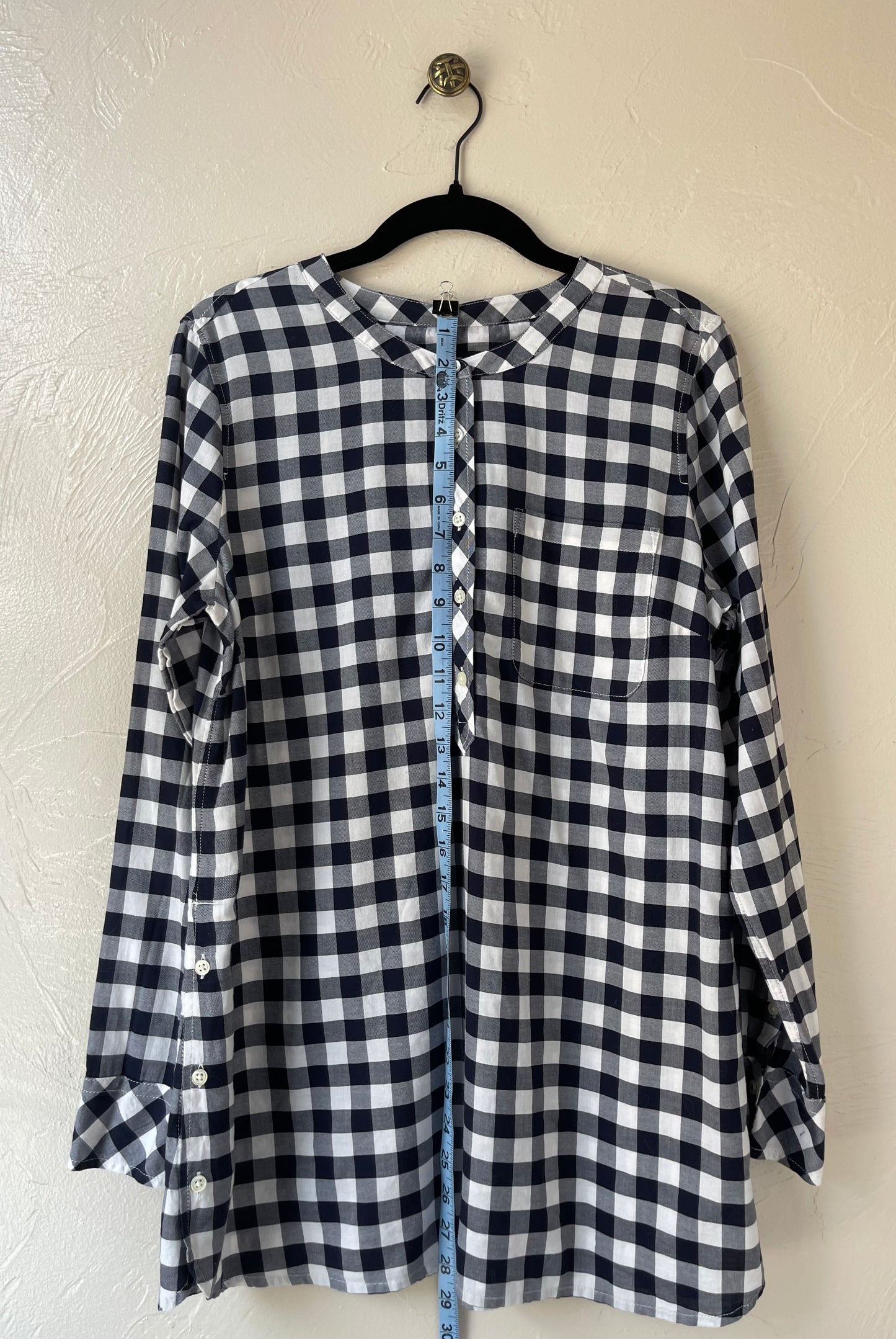 Blue & White Gingham Pullover Top