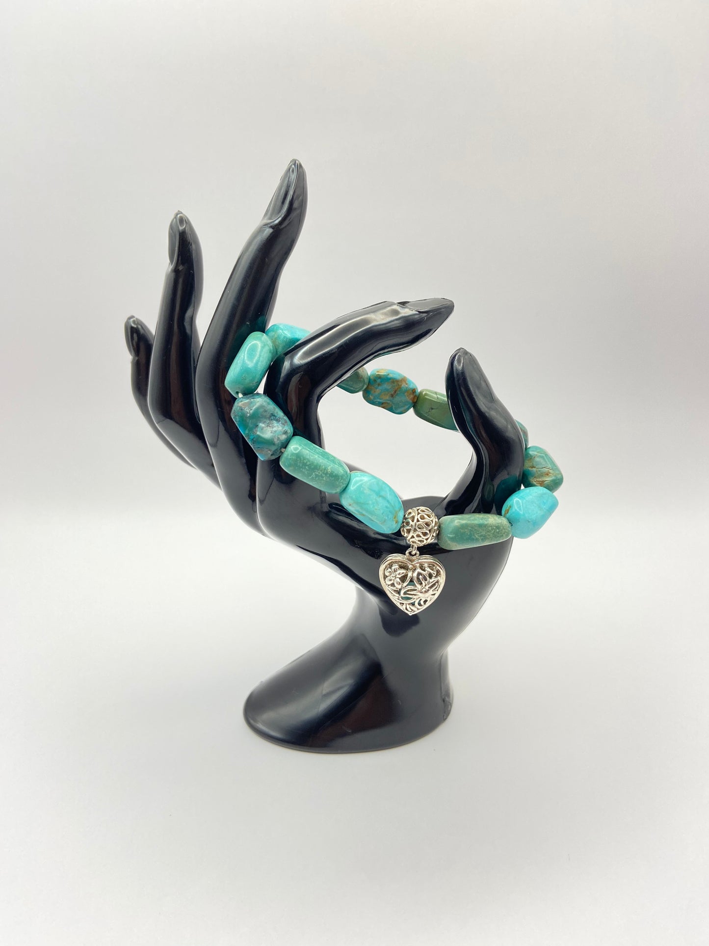 Turquoise Nugget  Bracelet W/Heart Charm
