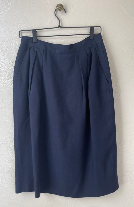 Side Pockets Navy Blue Skirt
