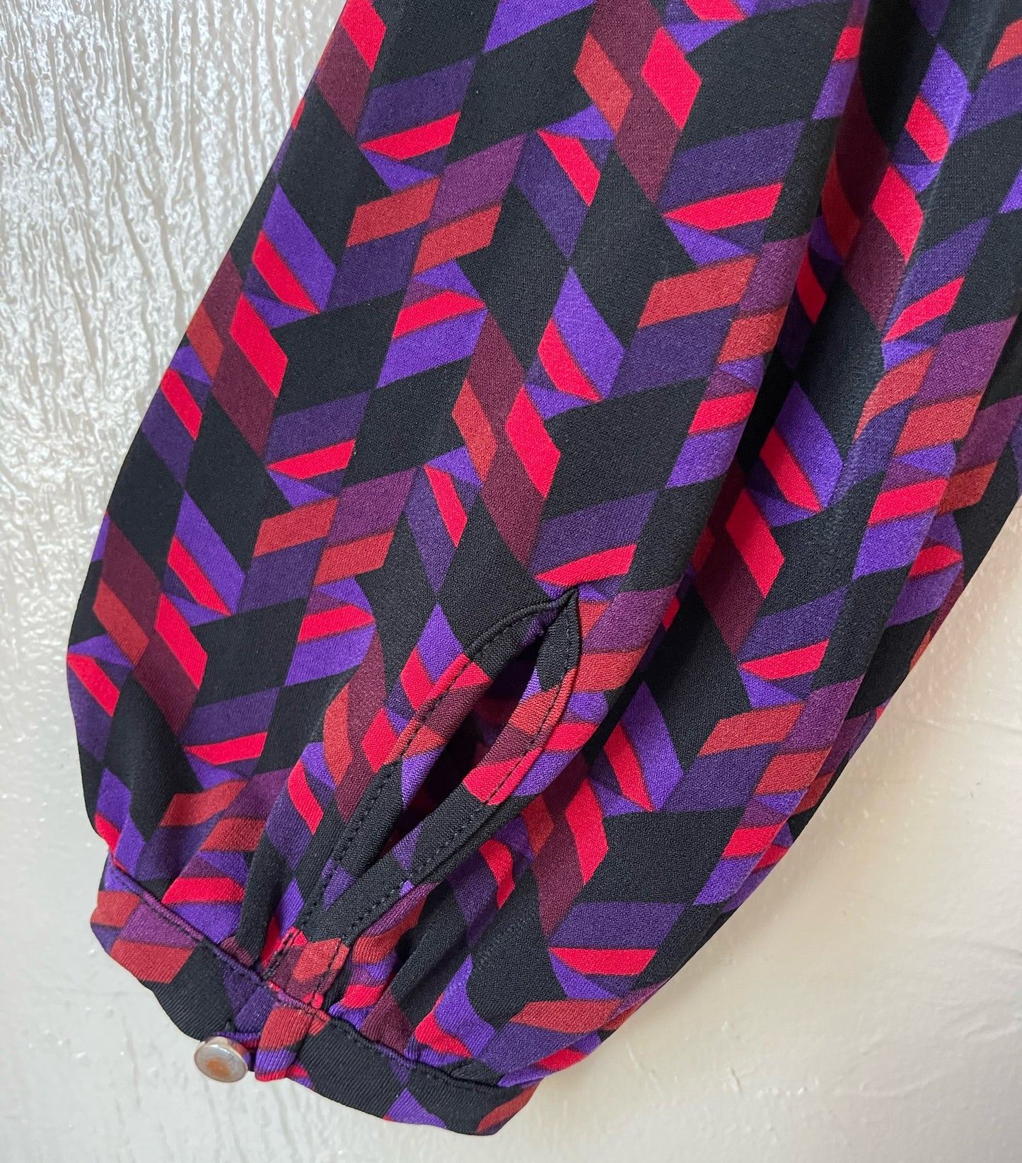 Purple/Red/Black Geo Long Sleeve Top