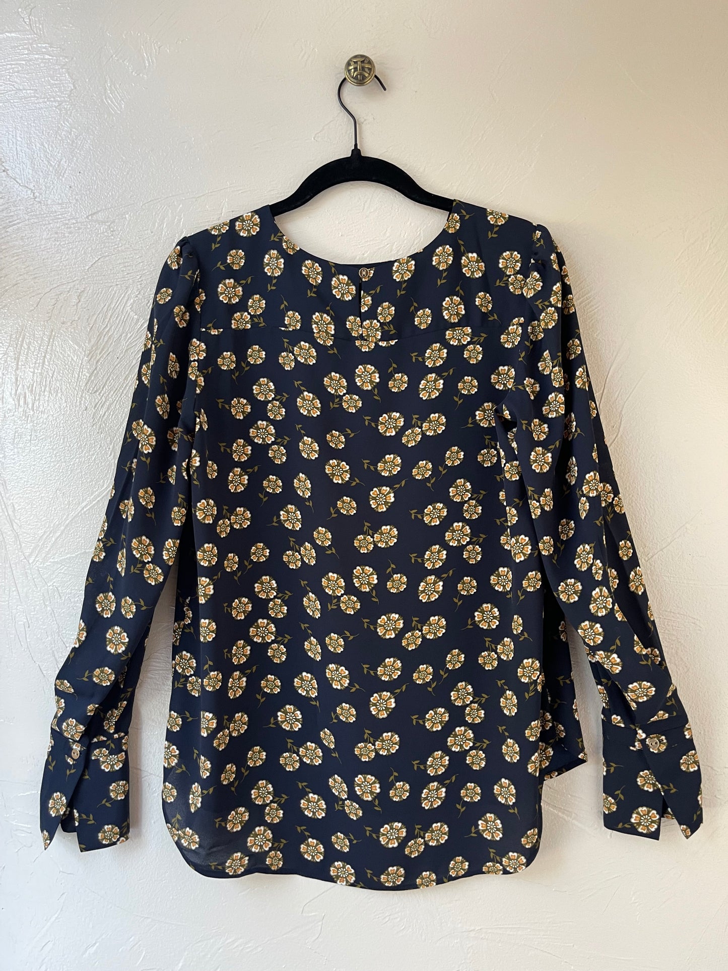 Olive and mustard floral blouse