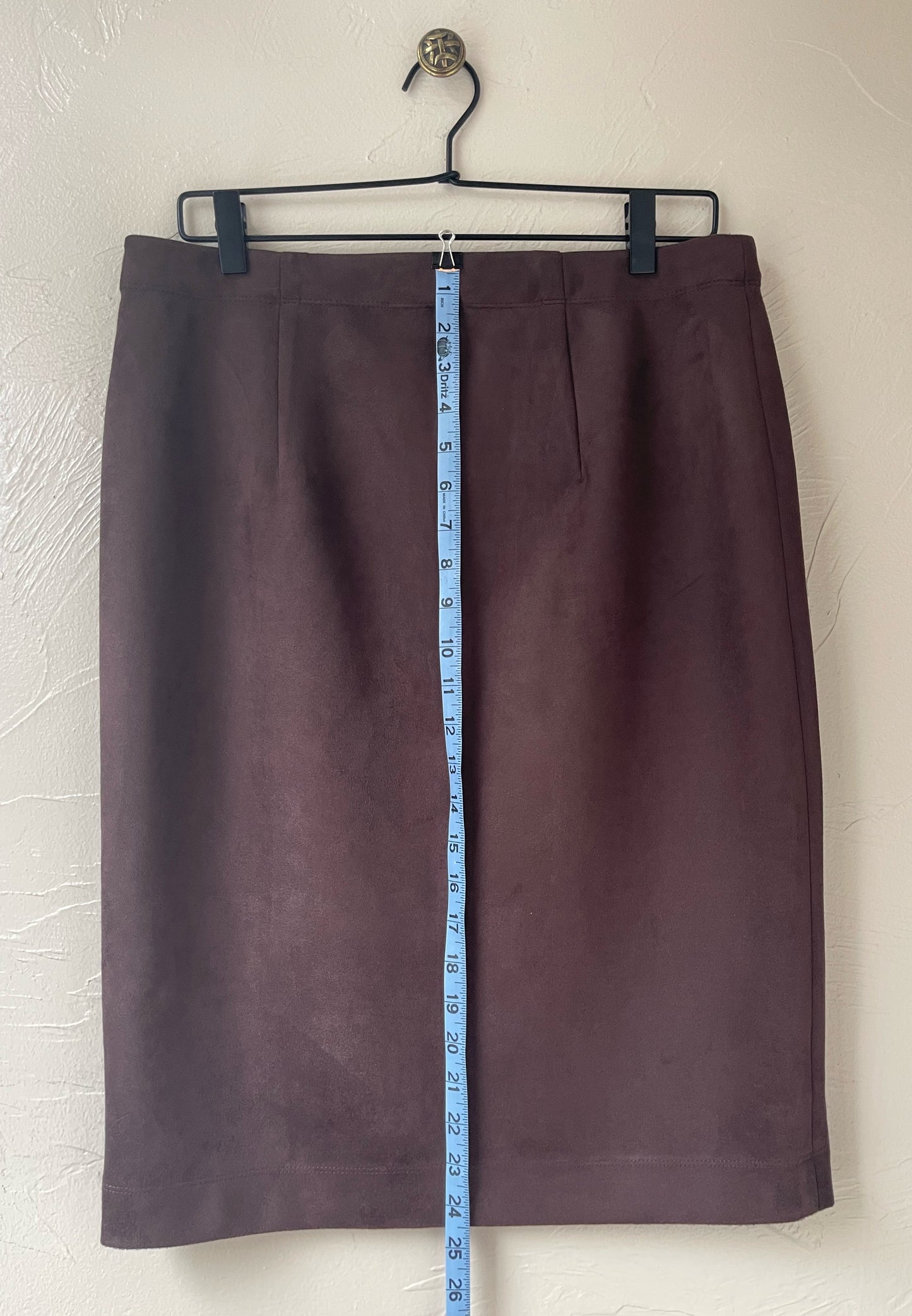 Faux Suede Brown Pencil Skirt