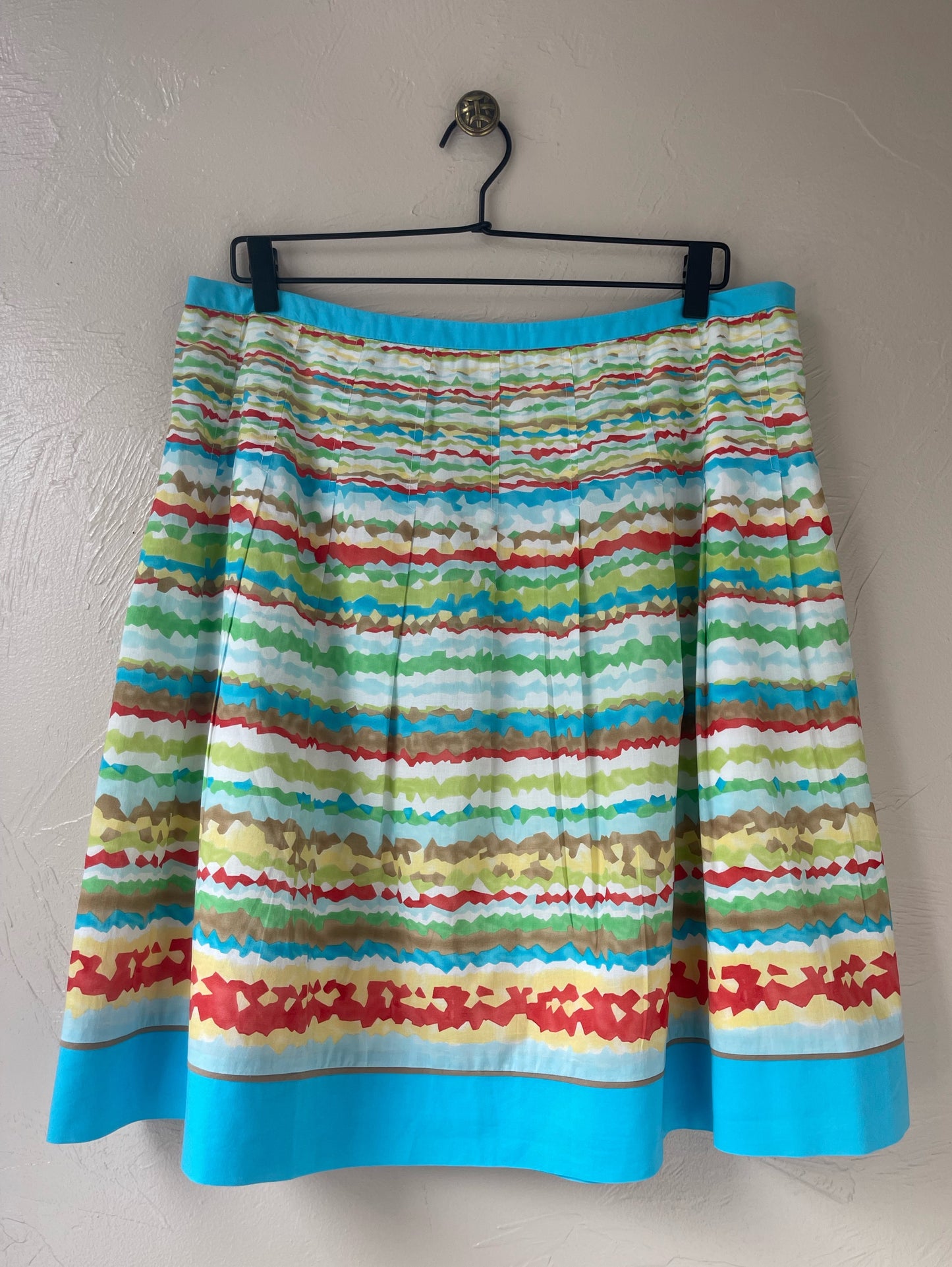 Watercolor Stripes Print Pleated Skirt