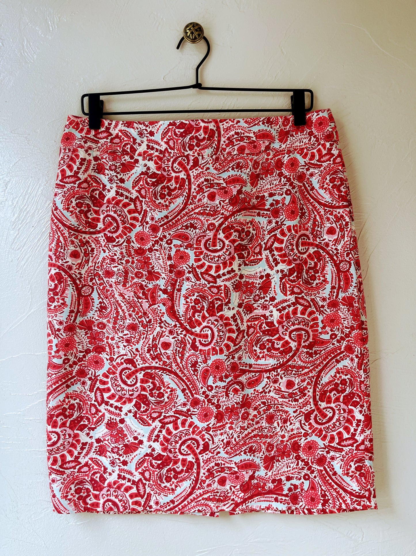 Red & Pink Paisley A-Line Skirt