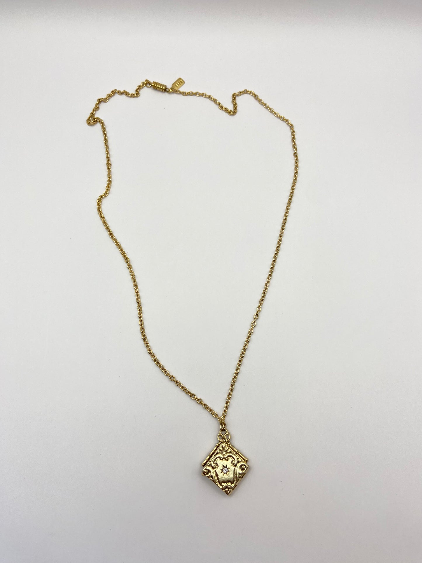 Gold Tone Necklace with Book Pendant
