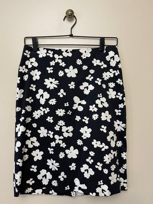 Floral Black & White Pencil Skirt