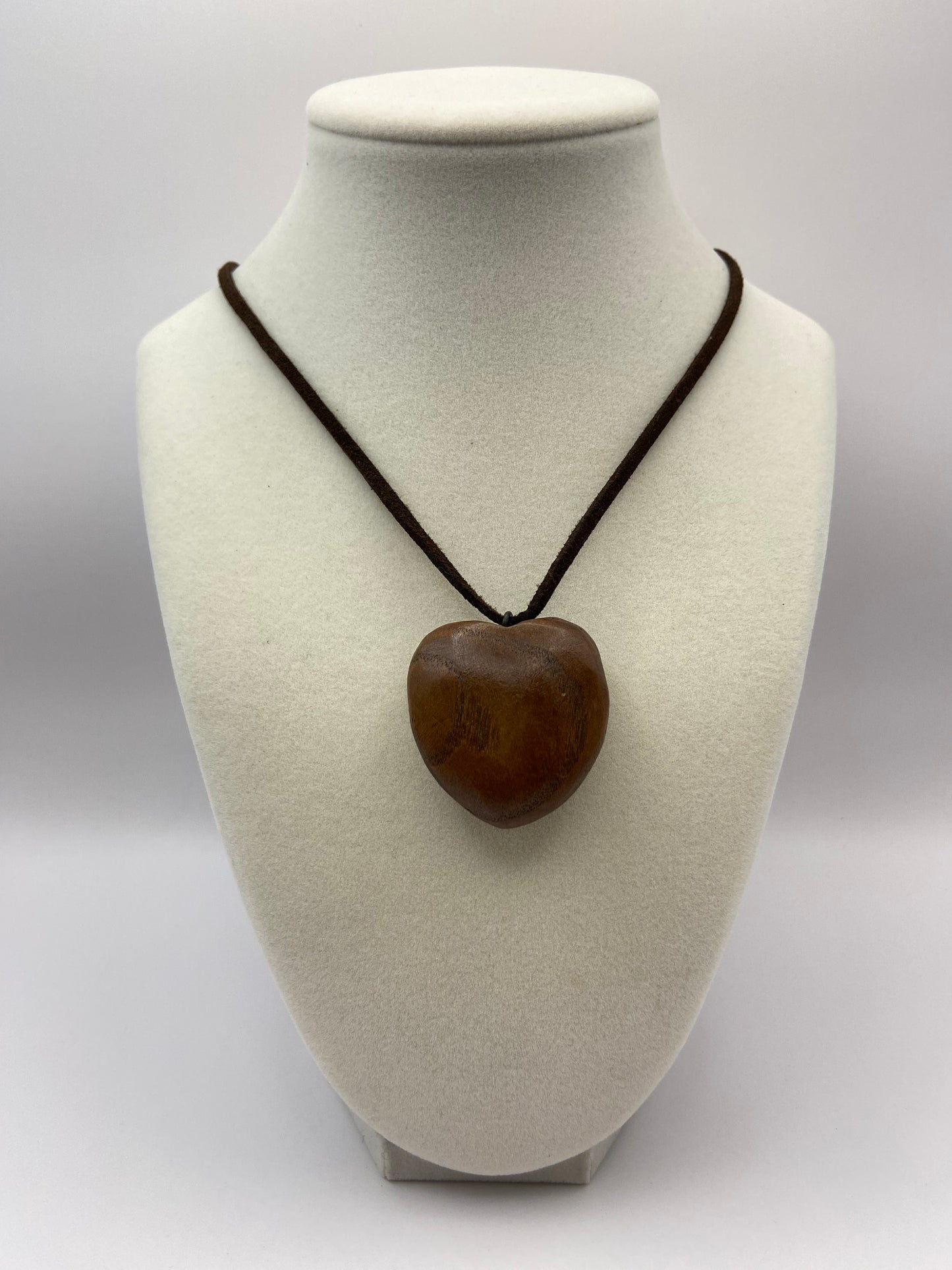 Corded Wood Heart Pendant Necklace