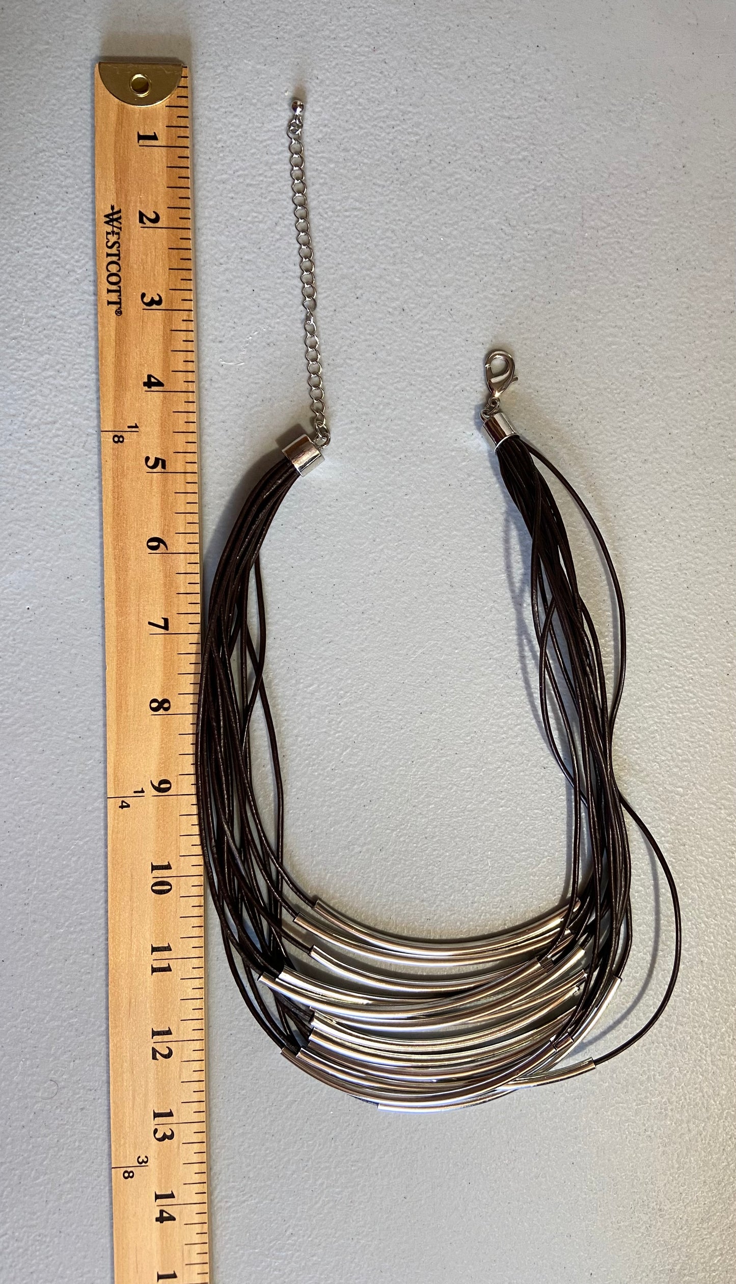Silver Multi Cord Leather Necklace