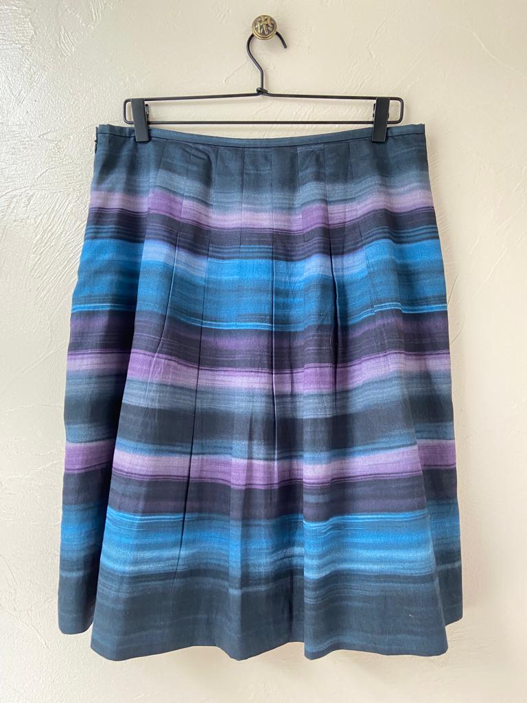 Purple & Cobalt Blue Horizontal Stripes Skirt