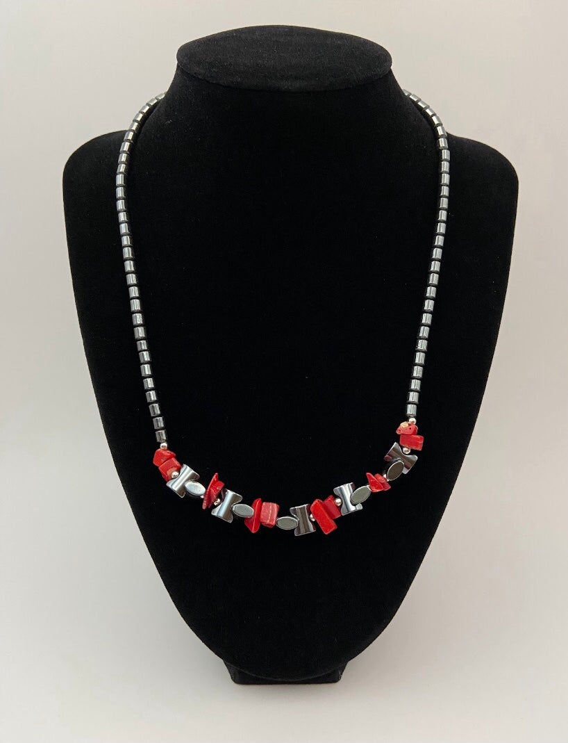 Gray & Red Necklace