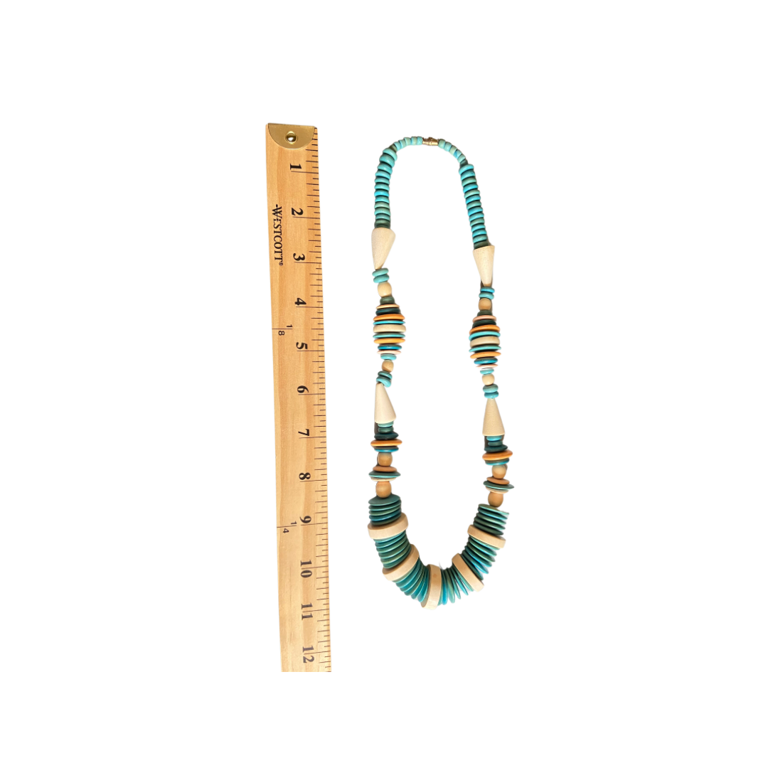 Vintage Wood Turquoise Necklace