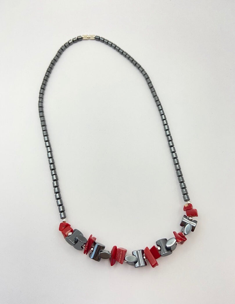 Gray & Red Necklace