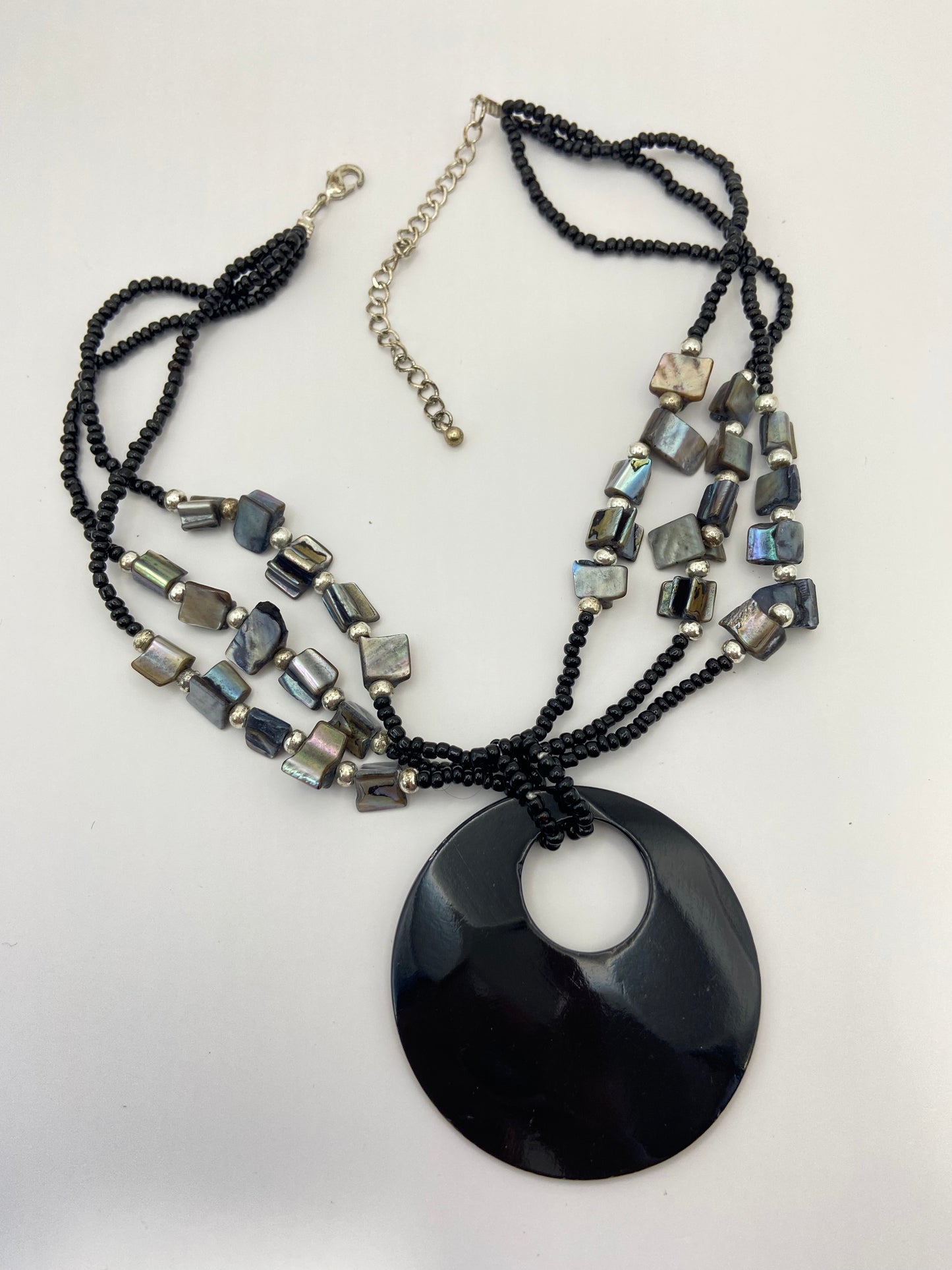Round Black Pendant Necklace