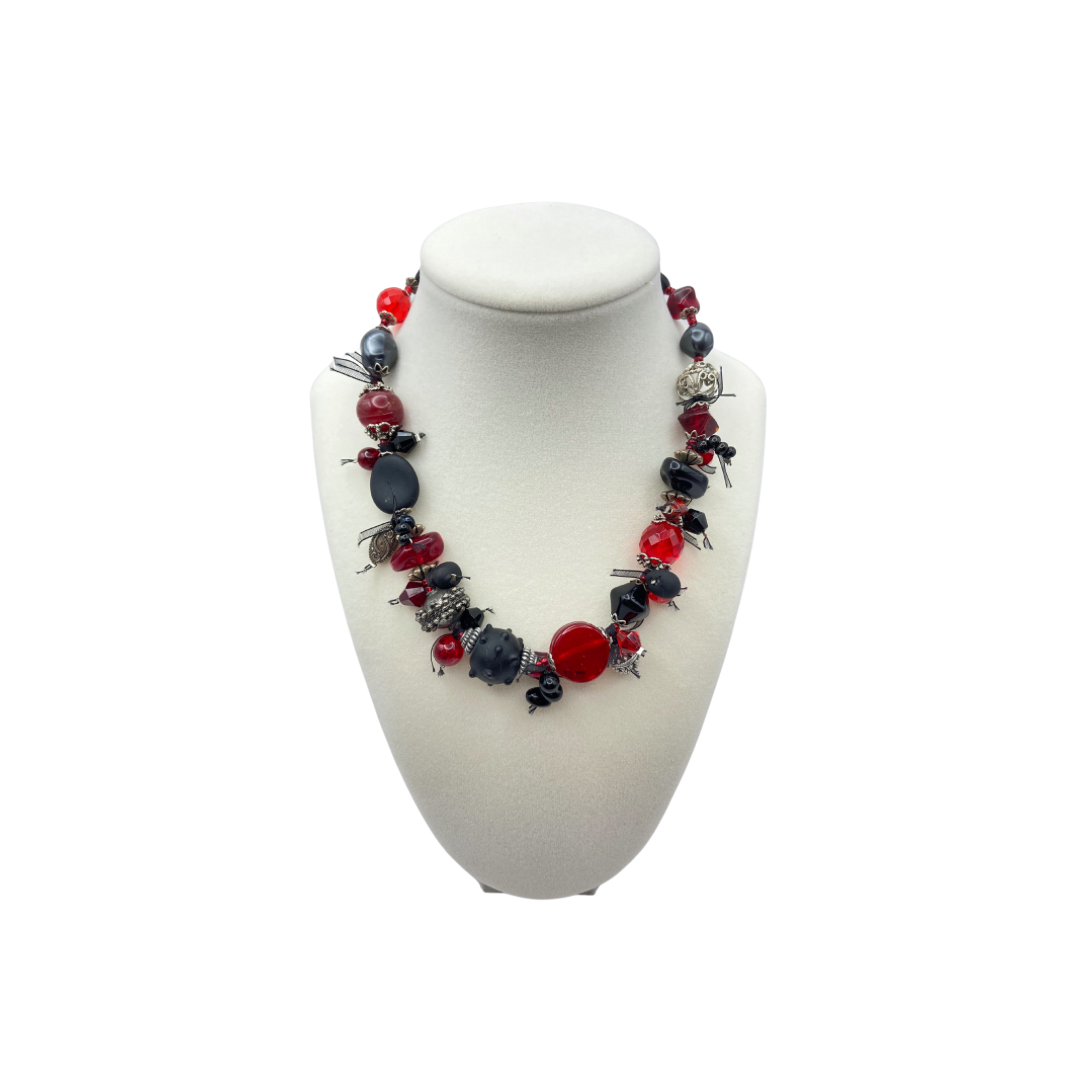 Black / Red / Silver Necklace