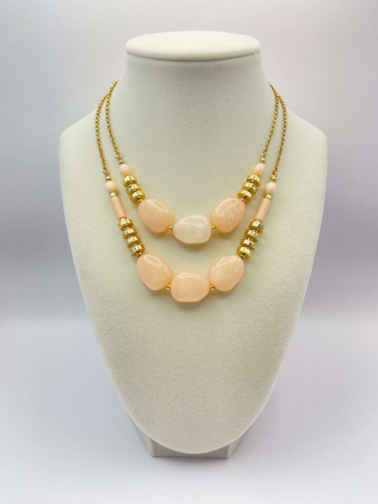 Gold Tone Beaded Multi Layer Necklace