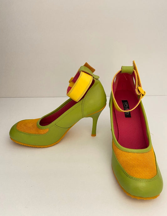 Unique Green & Yellow Heels