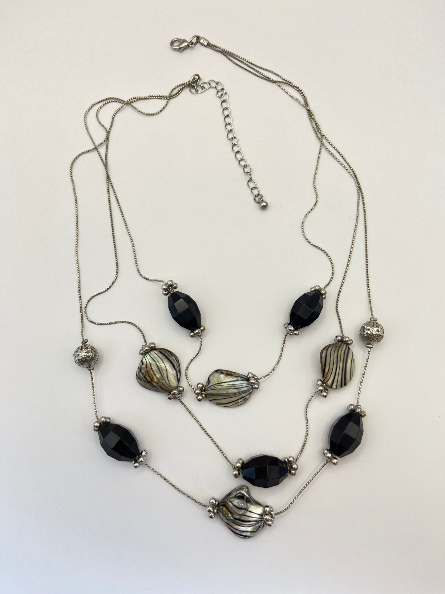 Layered Black / Grey Beaded Necklace