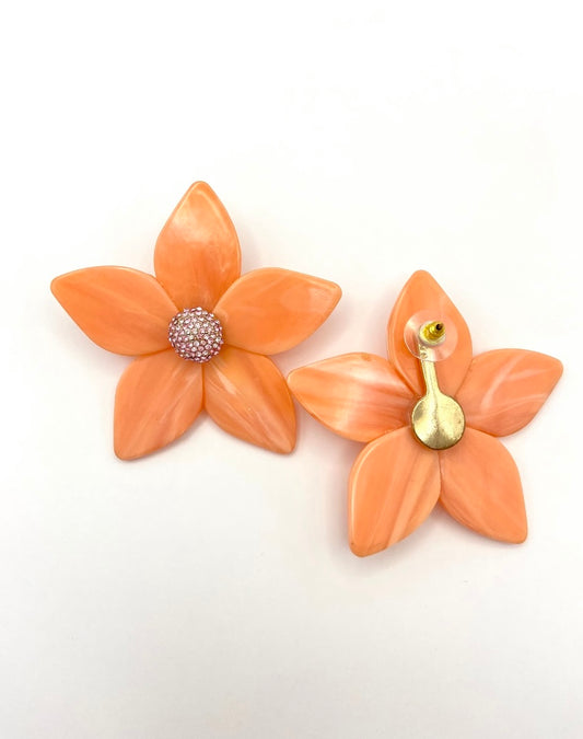 Vintage  Flower Marbled Earrings