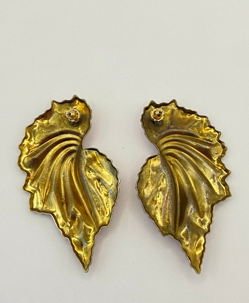 Vintage Pink Gold Wings Earrings